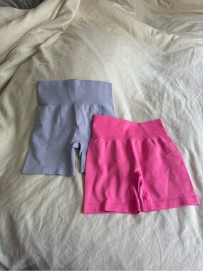 High-Waist Women’s Bike Shorts - Pink & Light Purple